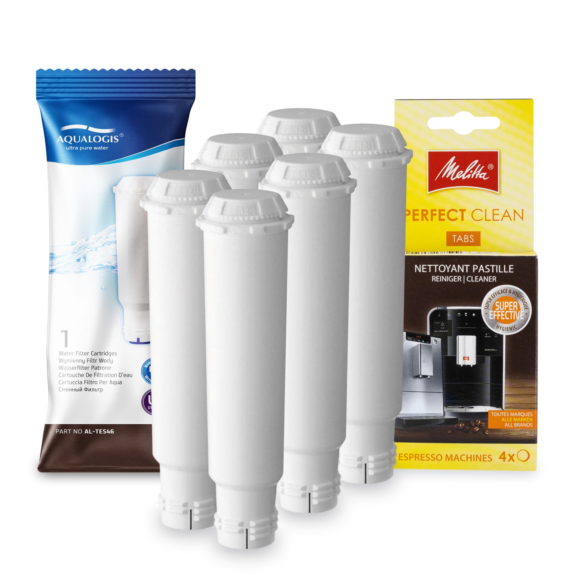 MELITTA Coffee Machine Set - Aqualogis filter AL-TES46 6 pcs. + MELITTA Perfect Clean Tablets 4 pcs.